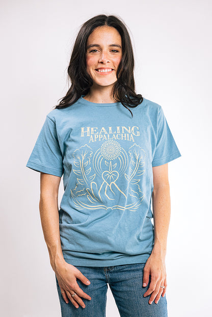 Healing Appalachia Flower Logo Blue T-Shirt