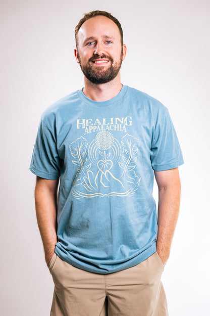 Healing Appalachia Flower Logo Blue T-Shirt